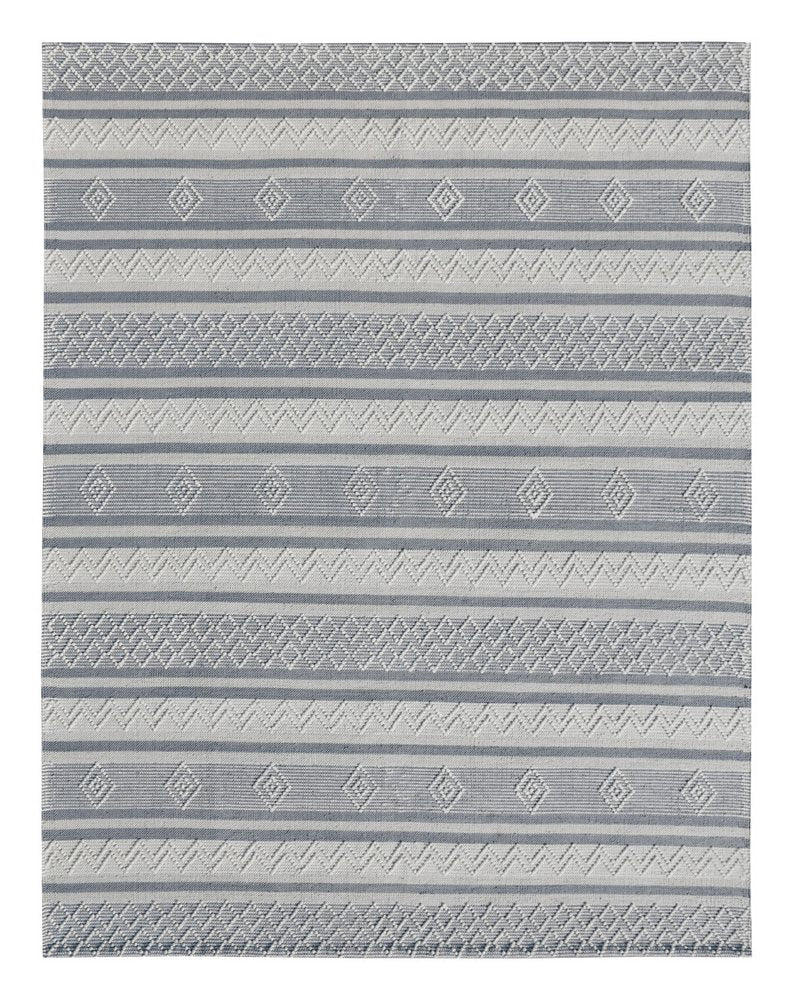8' X 10' Light Gray and Dark Gray Geometric Hand Loomed Area Rug
