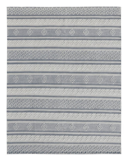8' X 10' Light Gray and Dark Gray Geometric Hand Loomed Area Rug