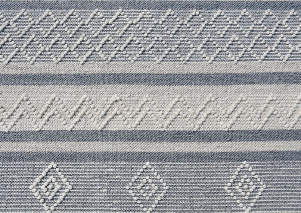 8' X 10' Light Gray and Dark Gray Geometric Hand Loomed Area Rug