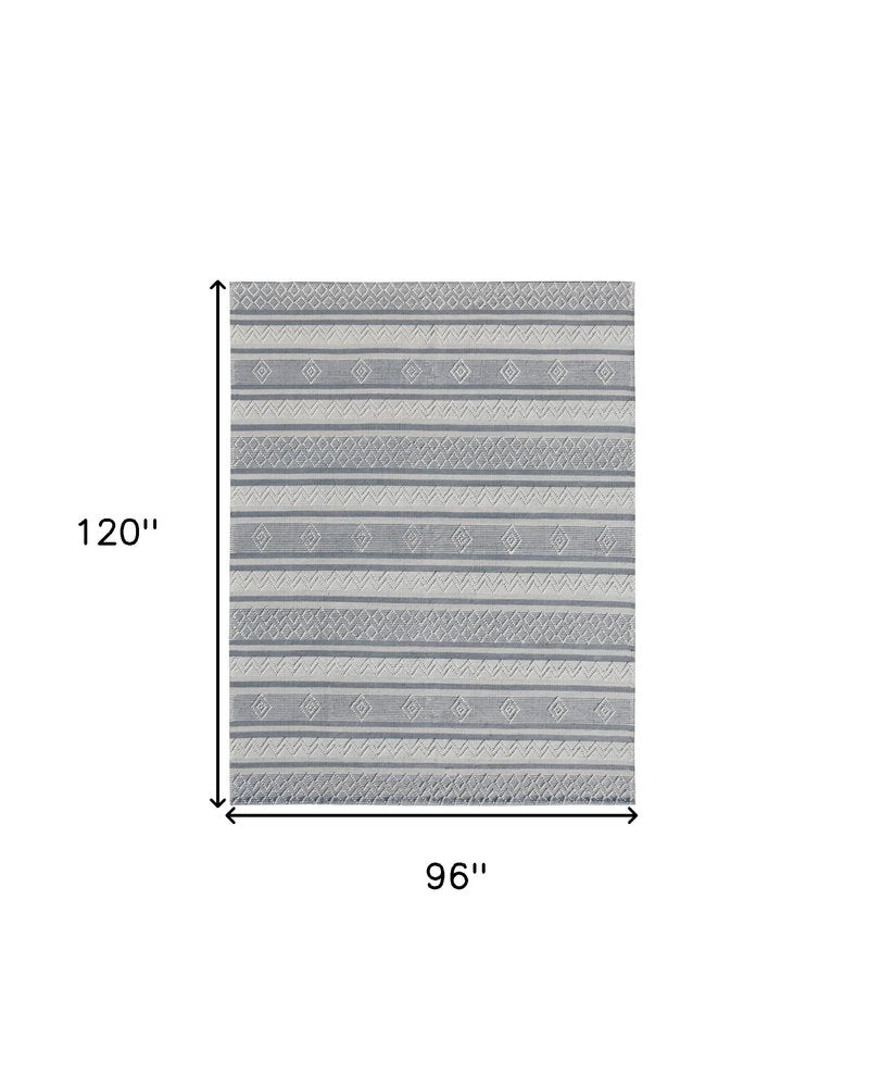 8' X 10' Light Gray and Dark Gray Geometric Hand Loomed Area Rug