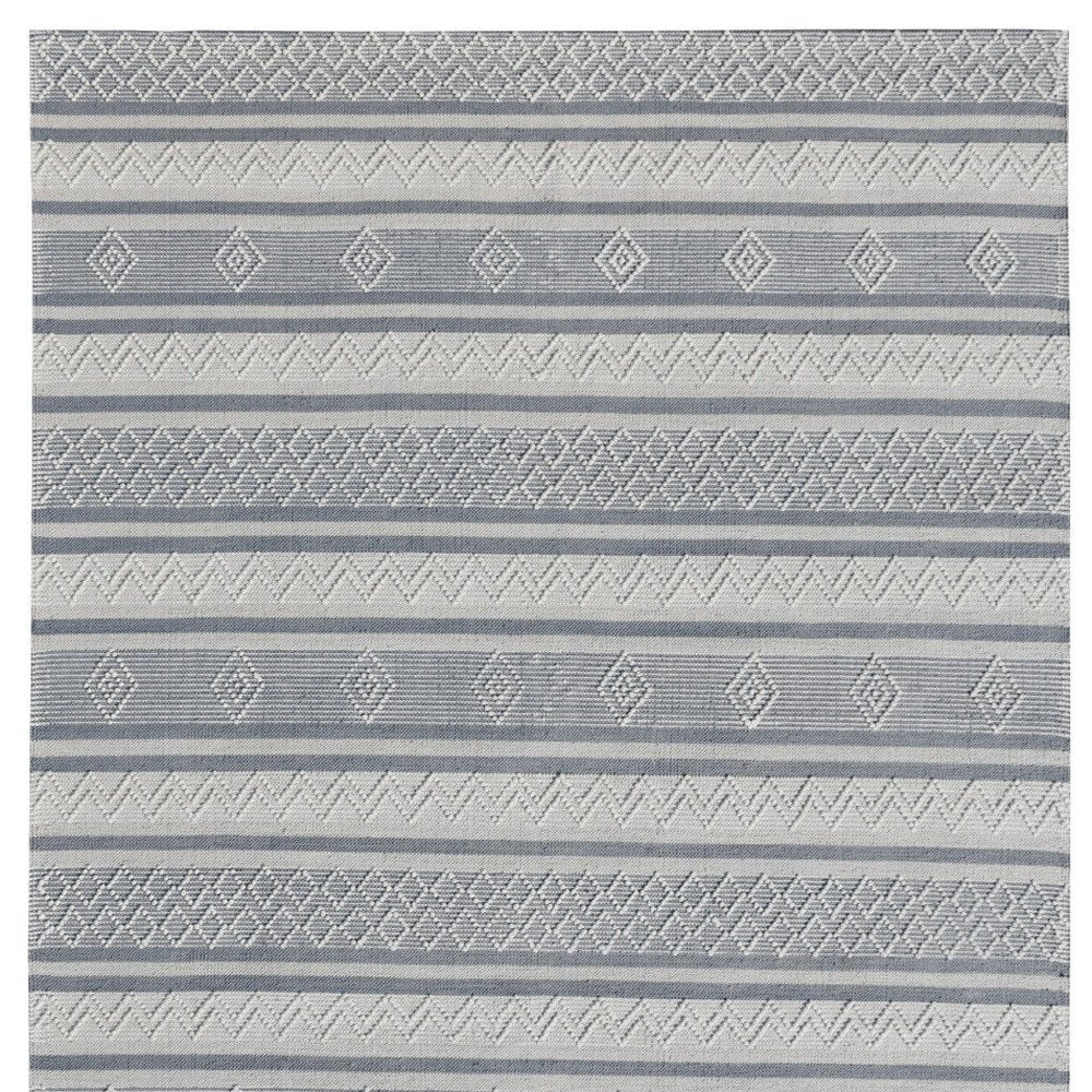 8' X 10' Light Gray and Dark Gray Geometric Hand Loomed Area Rug