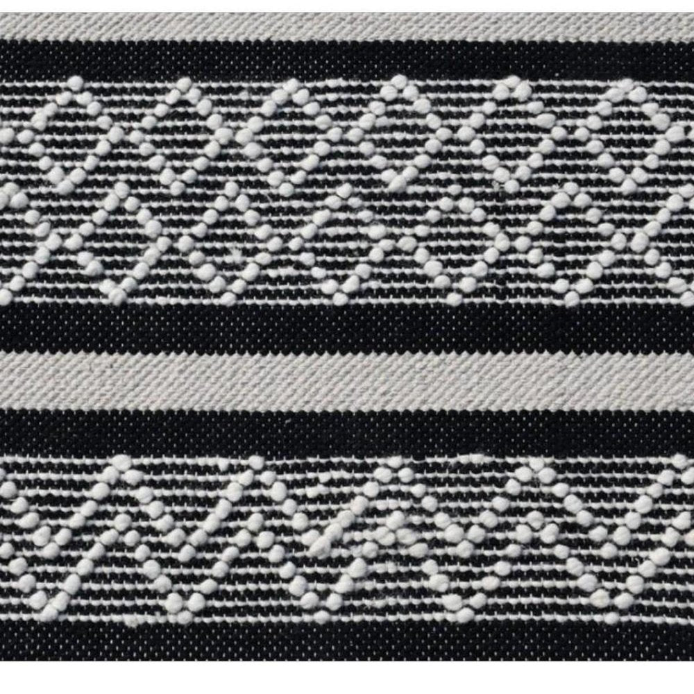 8' X 10' Black and White Wool Geometric Stripe Hand Loomed Area Rug