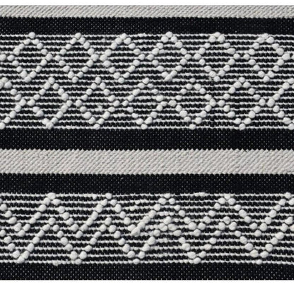 8' X 10' Black and White Wool Geometric Stripe Hand Loomed Area Rug