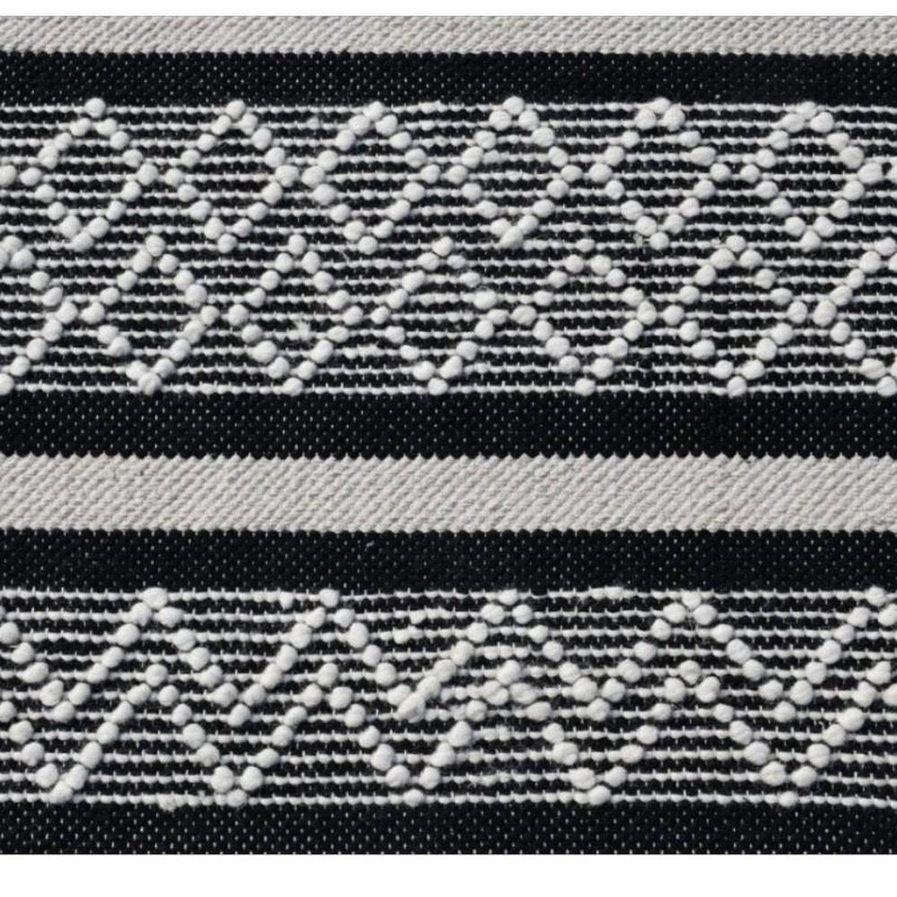 8' X 10' Black and White Wool Geometric Stripe Hand Loomed Area Rug