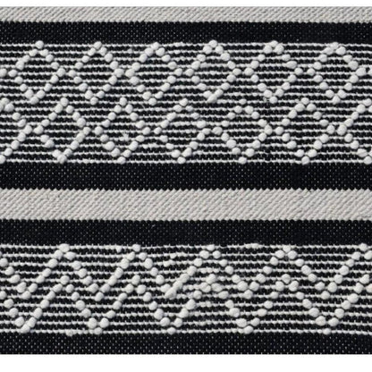 8' X 10' Black and White Wool Geometric Stripe Hand Loomed Area Rug