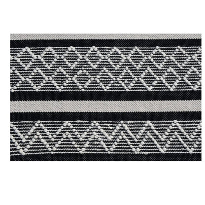 8' X 10' Black and White Wool Geometric Stripe Hand Loomed Area Rug