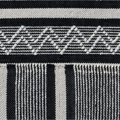 8' X 10' Black and White Wool Geometric Stripe Hand Loomed Area Rug