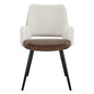 Ivory and Brown Upholstered Faux Leather And Faux Leather Dining Arm Chair