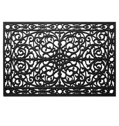 24" X 36" Black Rubber Scrollwork Outdoor Door Mat