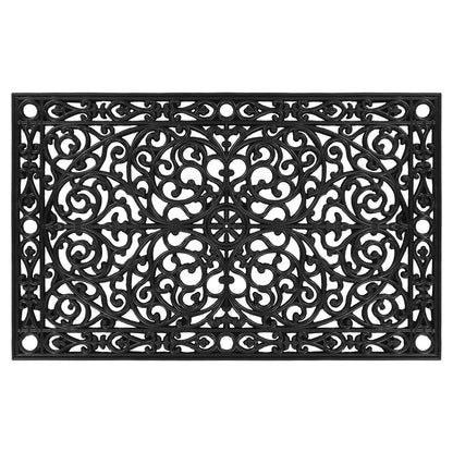 30" X 48" Black Rubber Scrollwork Outdoor Door Mat