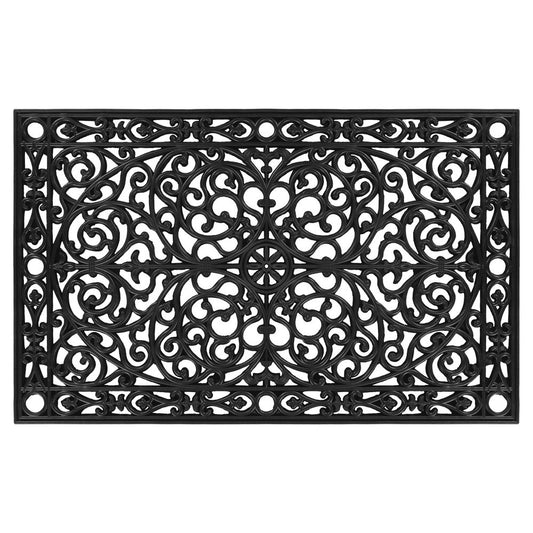 30" X 48" Black Rubber Scrollwork Outdoor Door Mat