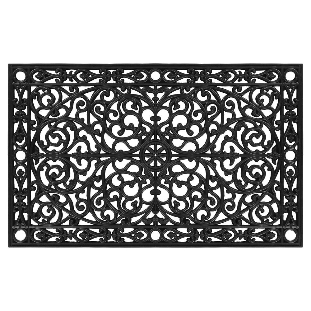 30" X 48" Black Rubber Scrollwork Outdoor Door Mat