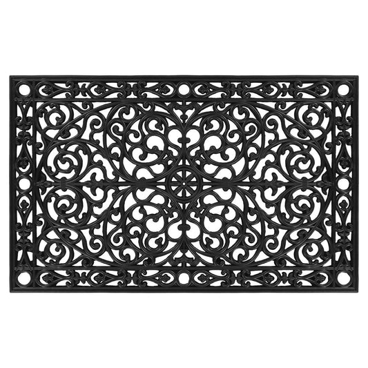 30" X 48" Black Rubber Scrollwork Outdoor Door Mat