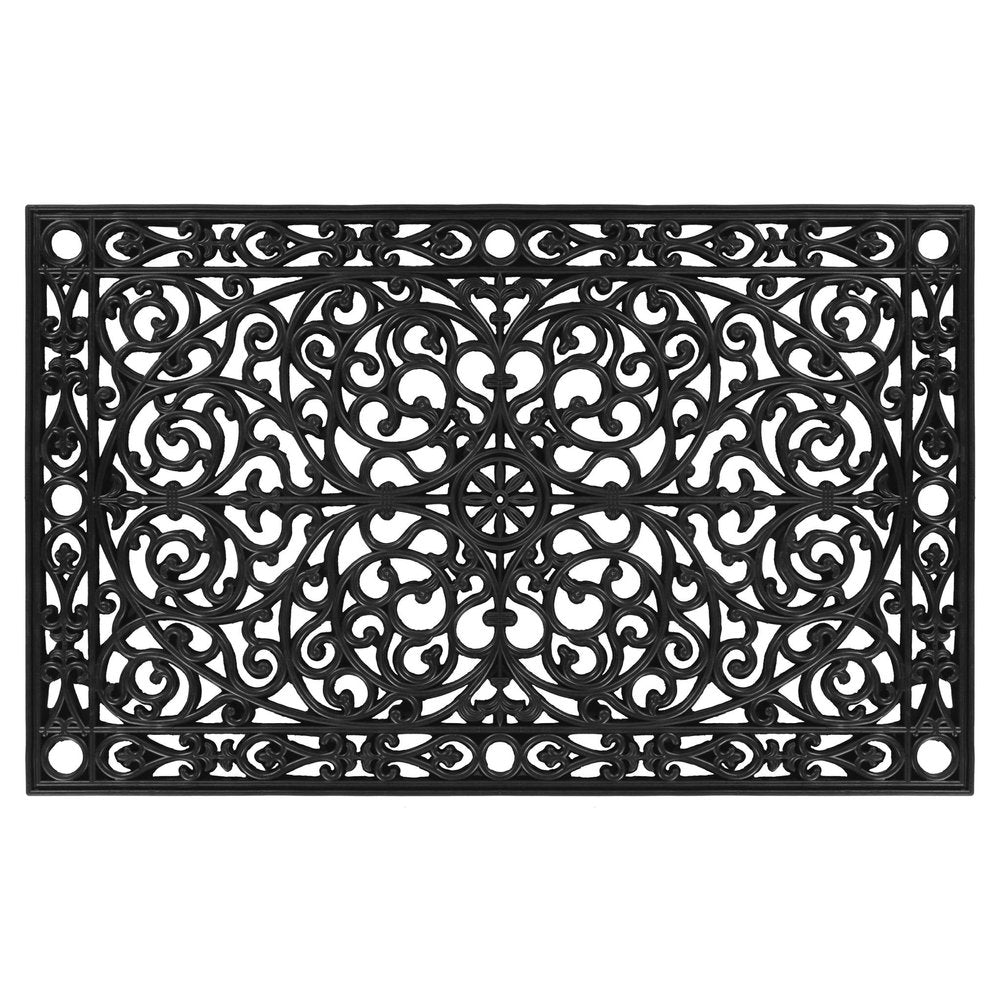 30" X 48" Black Rubber Scrollwork Outdoor Door Mat