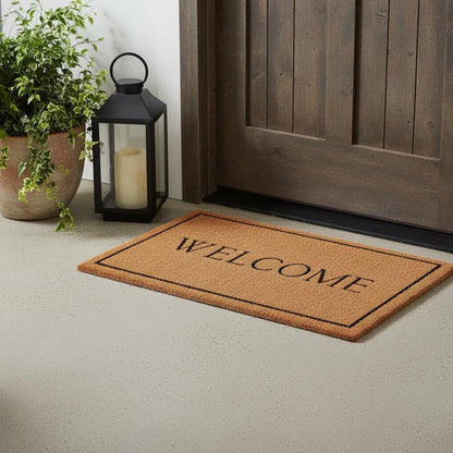 24" X 36" Natural and Black Coir Welcome Outdoor Door Mat