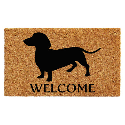 17" X 29" Natural and Black Coir Dachshund Welcome Outdoor Door Mat