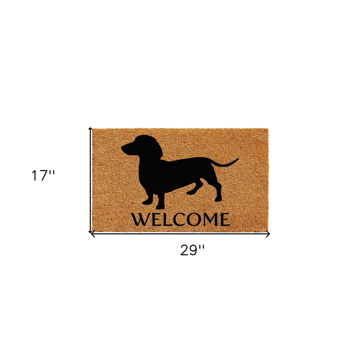 17" X 29" Natural and Black Coir Dachshund Welcome Outdoor Door Mat