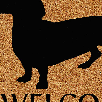 17" X 29" Natural and Black Coir Dachshund Welcome Outdoor Door Mat