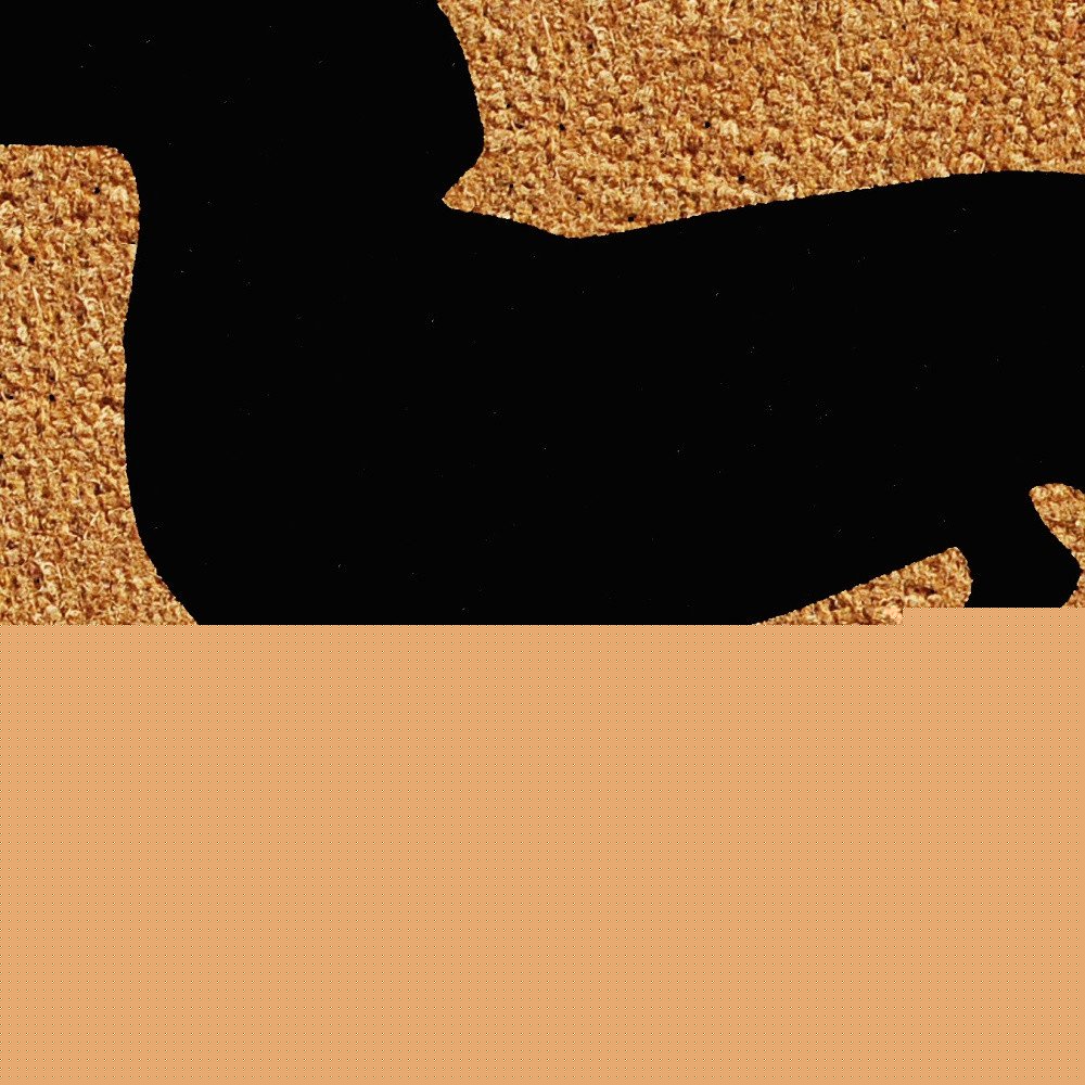 17" X 29" Natural and Black Coir Dachshund Welcome Outdoor Door Mat
