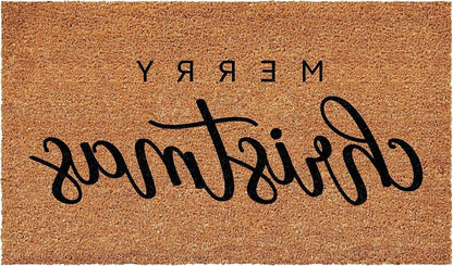 17" X 29" Natural and Black Coir Merry Christmas Outdoor Christmas Door Mat