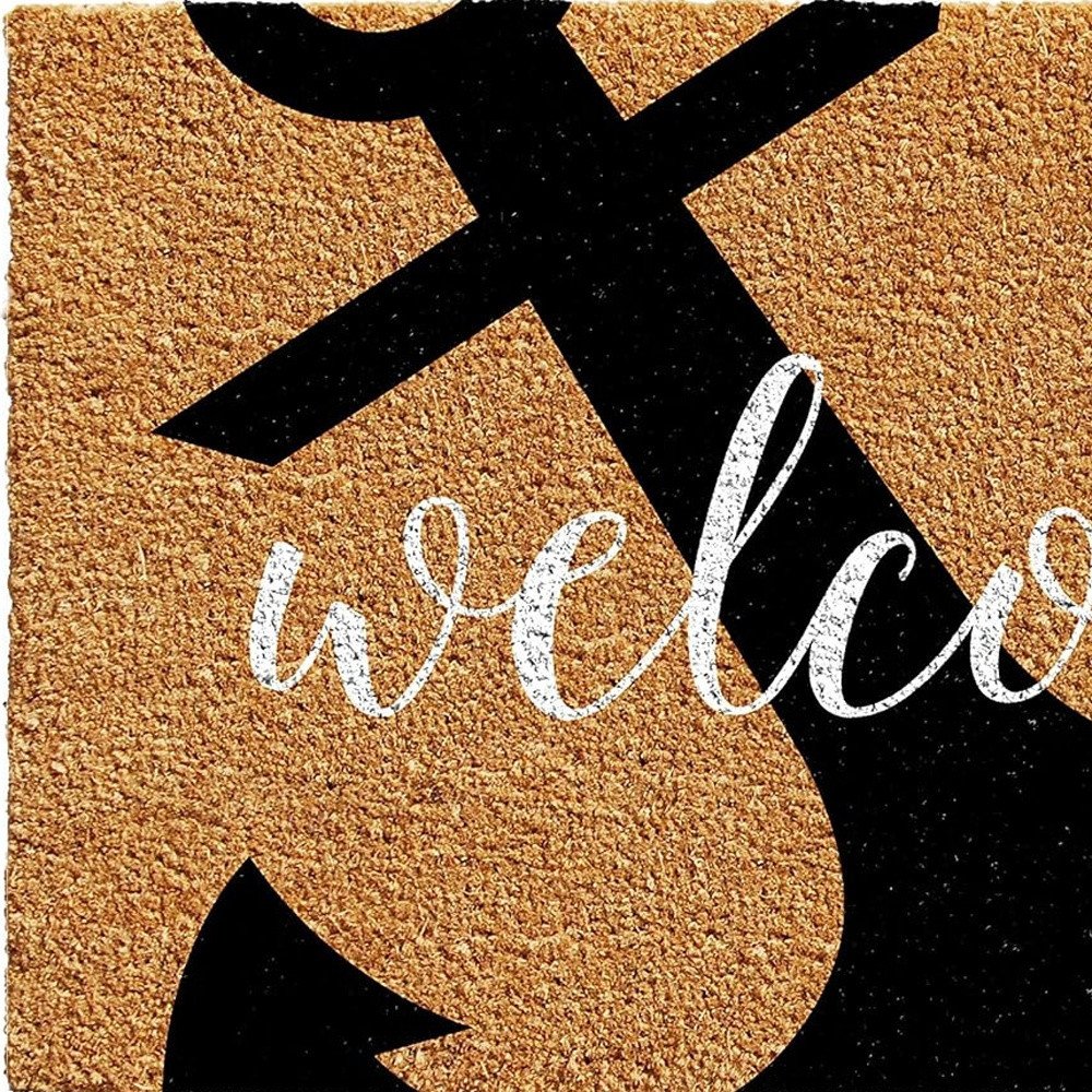24" X 36" Natural and Black Coir Anchor Welcome Outdoor Door Mat