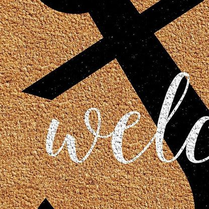 24" X 36" Natural and Black Coir Anchor Welcome Outdoor Door Mat
