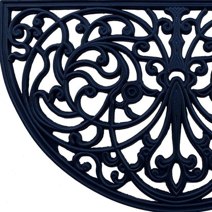 18" X 30" Black Rubber Scrollwork Welcome Outdoor Semi Circle Door Mat