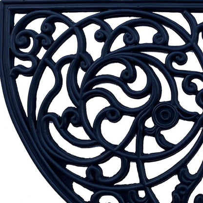 18" X 30" Black Rubber Scrollwork Welcome Outdoor Semi Circle Door Mat