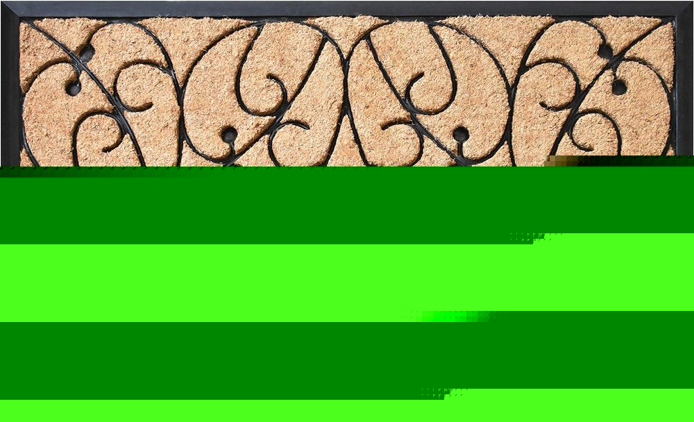 24" X 36" Natural and Black Coir Botanical Leaves Outdoor Door Mat