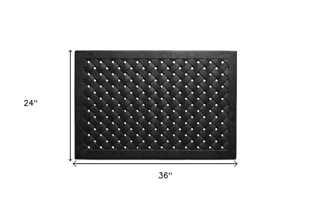 24" X 36" Black Rubber Weave Outdoor Door Mat