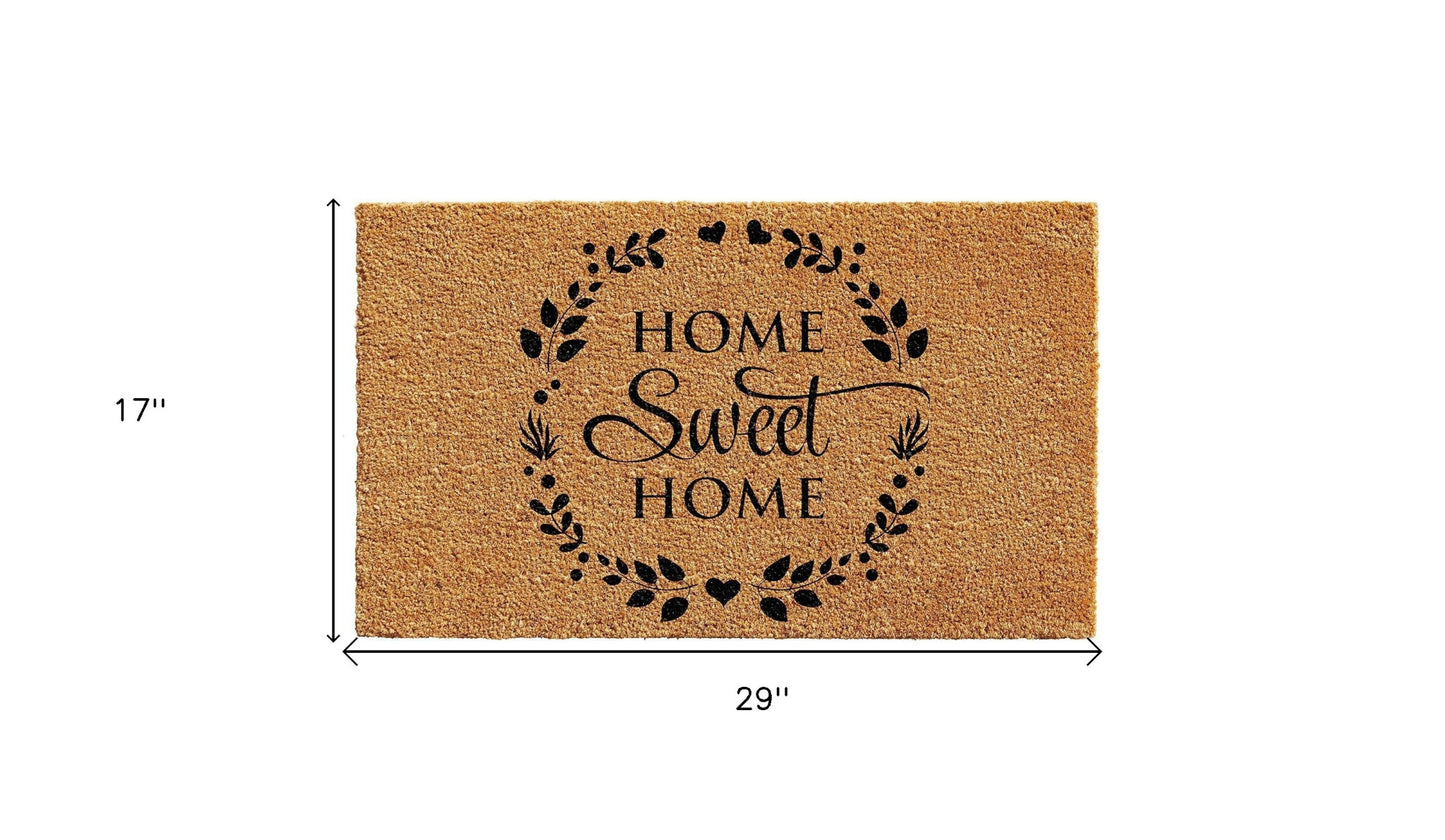 17" X 29" Natural and Black Coir Home Sweet Home Outdoor Door Mat