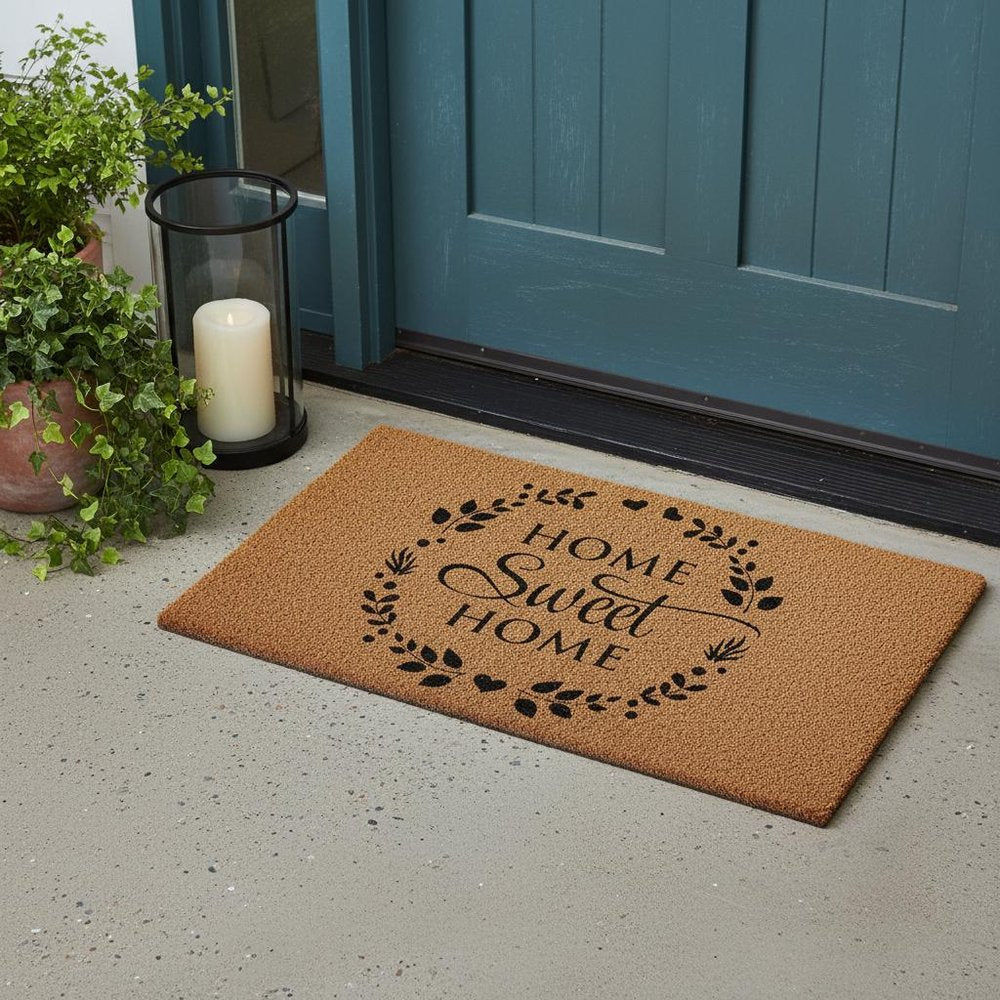 17" X 29" Natural and Black Coir Home Sweet Home Outdoor Door Mat