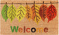 17" X 29" Natural Green and Orange Coir Botanical Leaves Welcome Outdoor Fall Door Mat