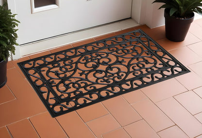 18" X 30" Black Rubber Scrollwork Outdoor Door Mat