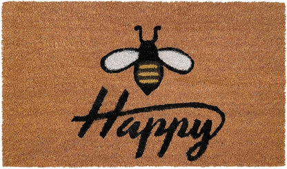 24" X 36" Natural and Black Coir Bumblee Bee Happy Outdoor Door Mat