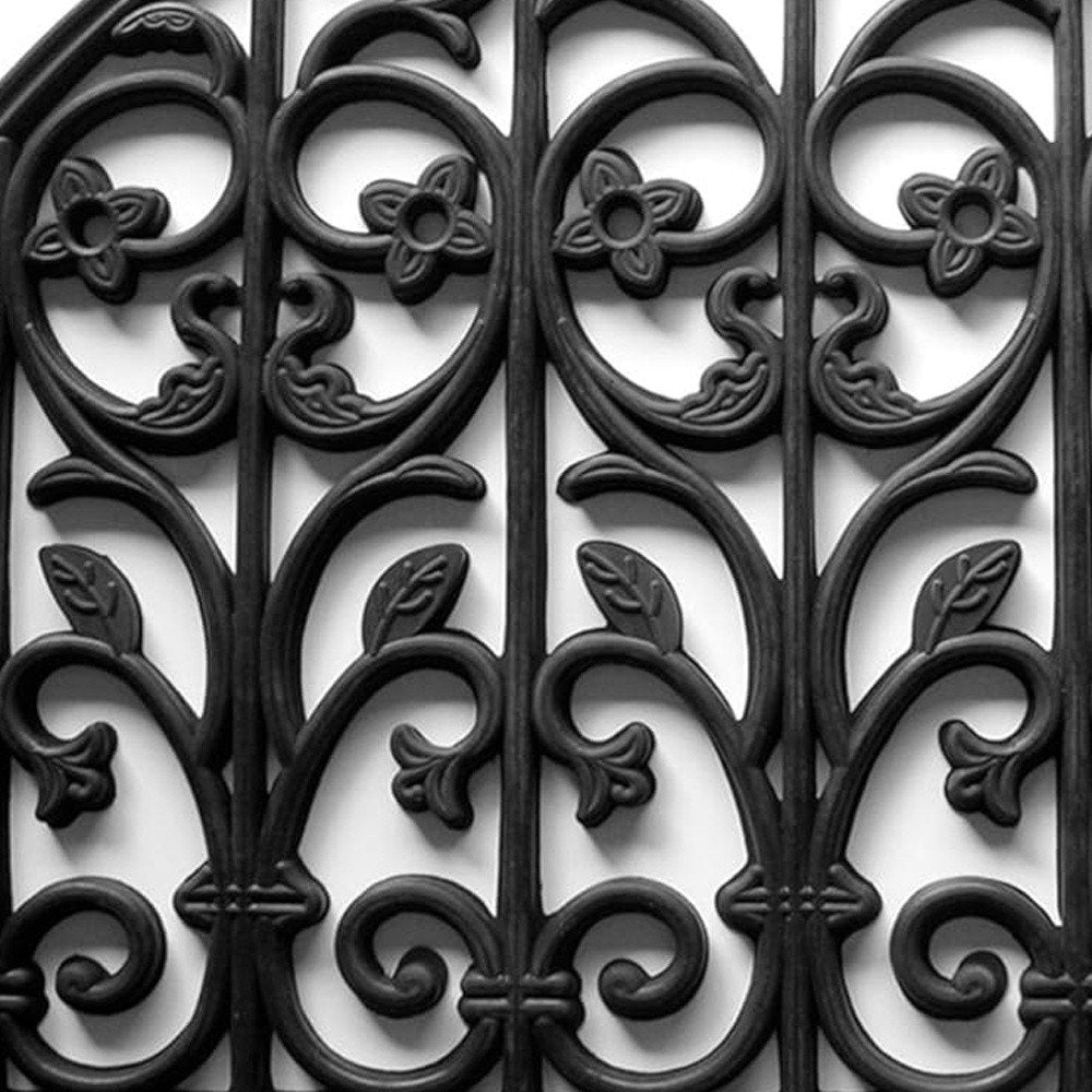 24" X 36" Black Rubber Scrollwork Outdoor Semi Circle Door Mat