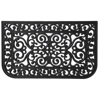 18" X 30" Black Rubber Scrollwork Outdoor Door Mat