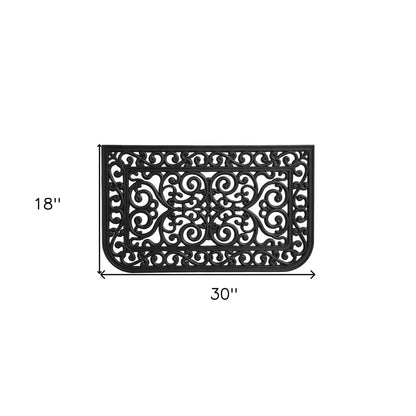18" X 30" Black Rubber Scrollwork Outdoor Door Mat