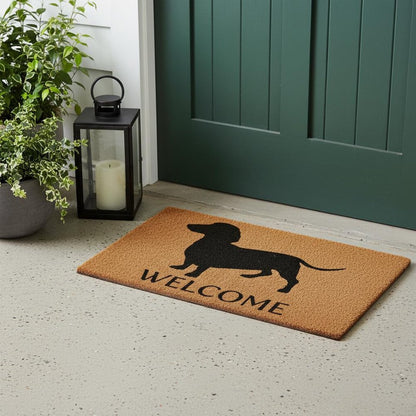 24" X 36" Natural and Black Coir Dachshund Welcome Outdoor Door Mat
