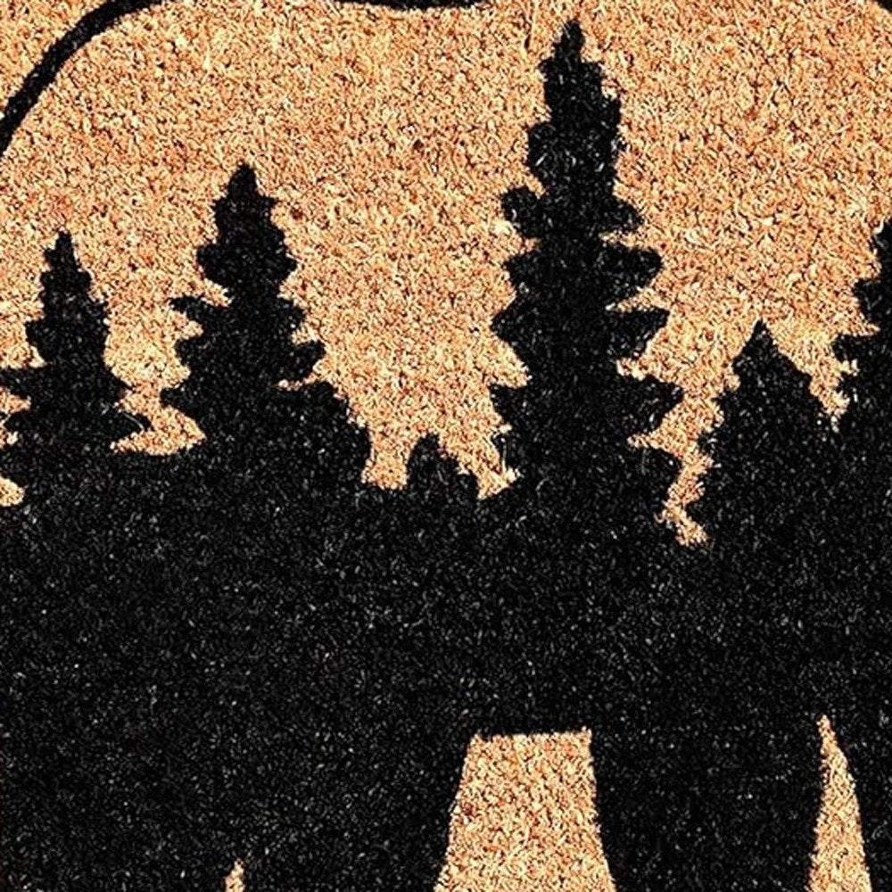24" X 36" Natural and Black Coir Bear Welcome Outdoor Door Mat