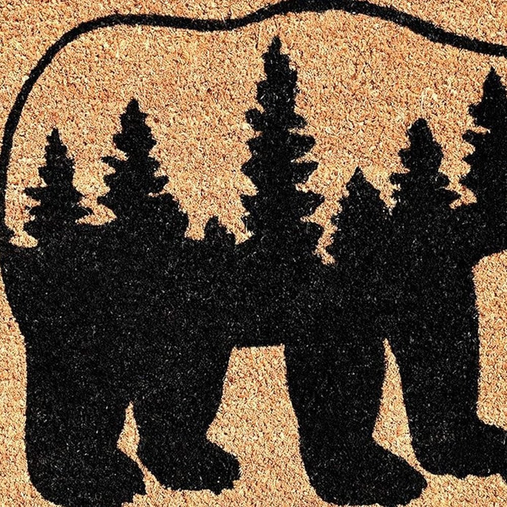 24" X 36" Natural and Black Coir Bear Welcome Outdoor Door Mat