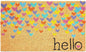 17" X 29" Natural Blue and Yellow Coir Heart Outdoor Valentine's Day Door Mat