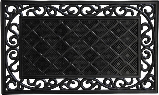 18" X 30" Black Rubber Geometric Outdoor Door Mat