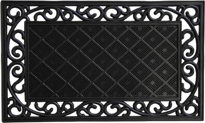 18" X 30" Black Rubber Geometric Outdoor Door Mat