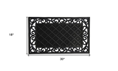 18" X 30" Black Rubber Geometric Outdoor Door Mat
