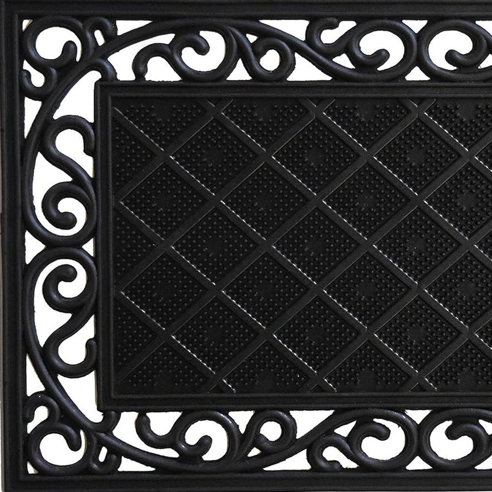 18" X 30" Black Rubber Geometric Outdoor Door Mat