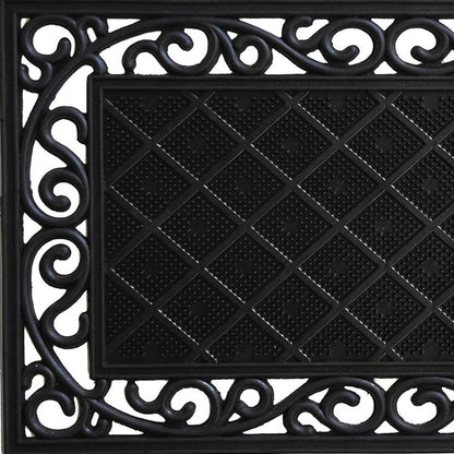 18" X 30" Black Rubber Geometric Outdoor Door Mat