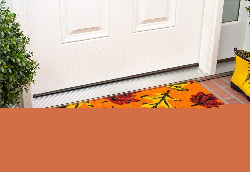 17" X 29" Orange Black and Yellow Coir Leaves Outdoor Fall Door Mat