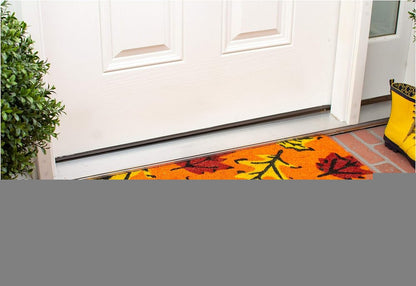 17" X 29" Orange Black and Yellow Coir Leaves Outdoor Fall Door Mat