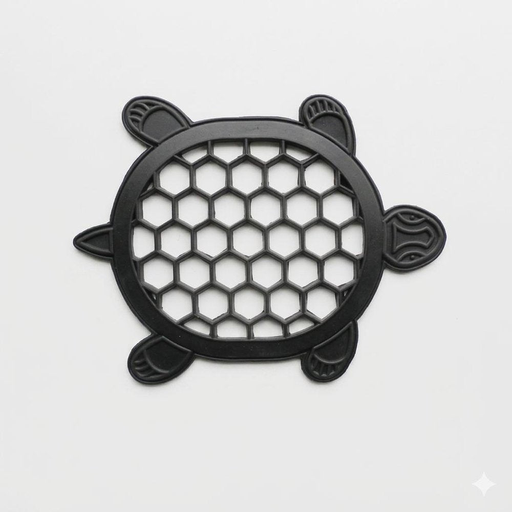 13" X 17" Black Rubber Geometric Turtle Outdoor Door Mat